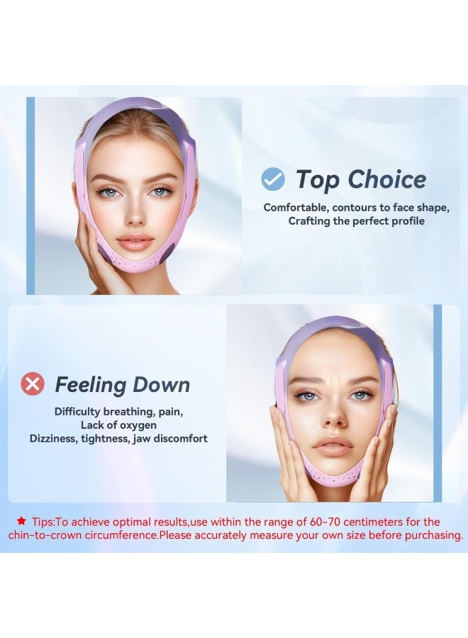 V-Line Sculpting Face Mask – Silicone Chin Strap for Jawline Tightening & Double Chin Reduction (23-27 Inches) (Sakura Pink) - Image 5